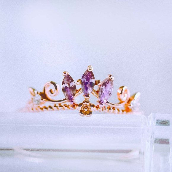 Rose Gold Vermeil Purple Tiara Crown Ring for her - Picture 2 of 10
